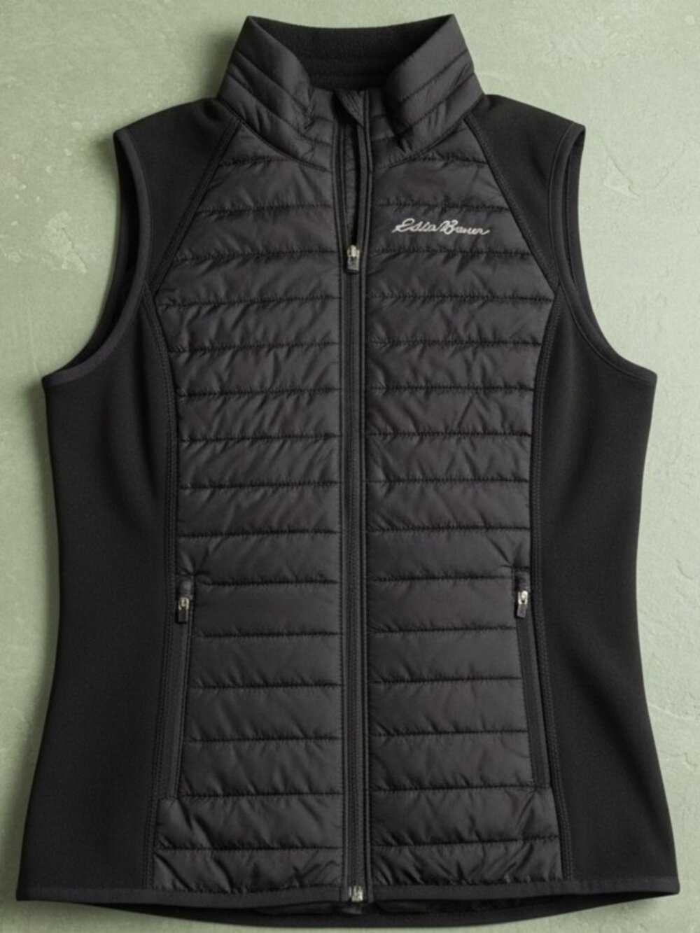 Eddie Bauer Black Quilted Fleece Lined Vest S